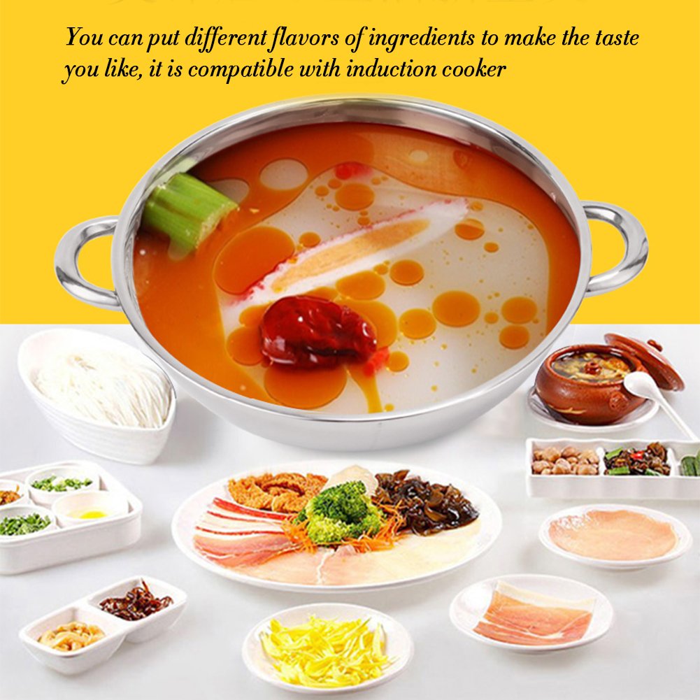 Appareil Fondue Chinoise Hot Pot En Acier Inoxydable Marmite À Fondue Convient Aux Cuisinières À Induction Cuisinières À Gaz Fours Électriques Utensiles Cuisine Sans Couvercle Autre Accessoire (30Cm)