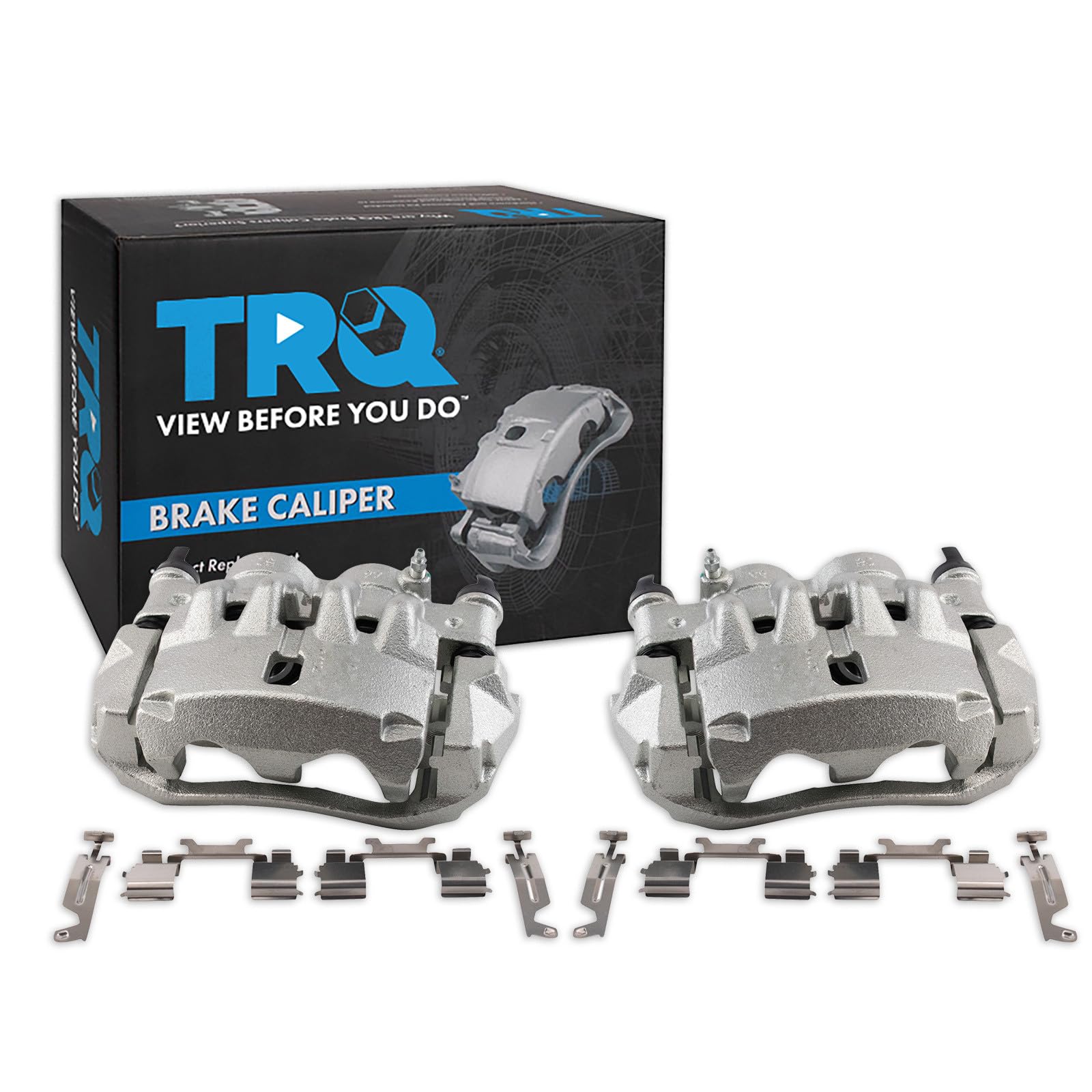 TRQ Front Driver and Passenger Side Brake Caliper Set Caliper Brackets