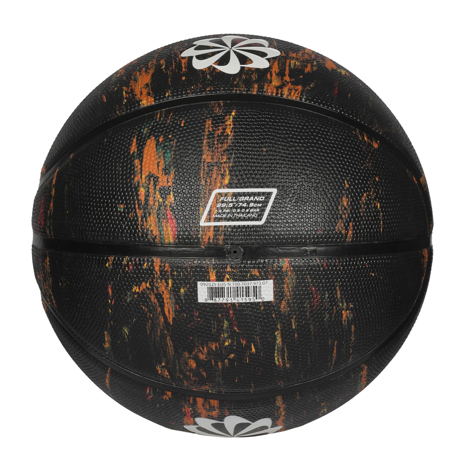 Nike Everyday Playground 8P Next Nature Deflated Rubber Basketball Size 7, Durable Grip Outdoor, Multi/Black/Black/White 2