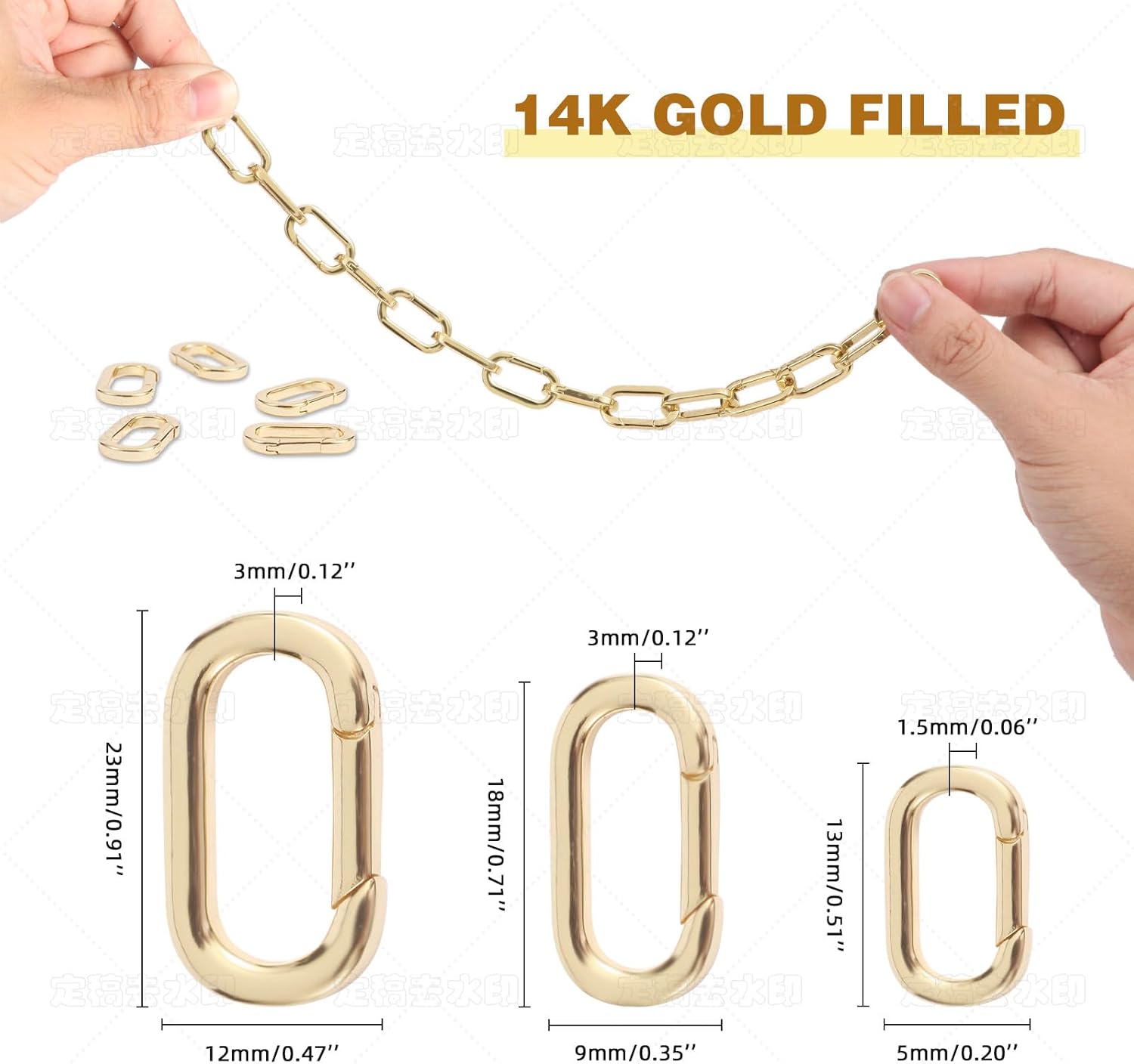 14K Gold Filled Oval Spring Clip Carabiner Jewelry Clasps Necklace Bracelet Shortener Connector for DIY Crafts (14mm-12 pcs) - Image 2