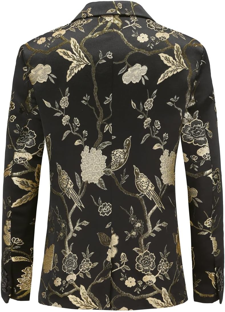 Cloudstyle Mens 2 Piece Floral Dress Suit One Button Dinner Tuxedo Jacket & Pants - Image 3