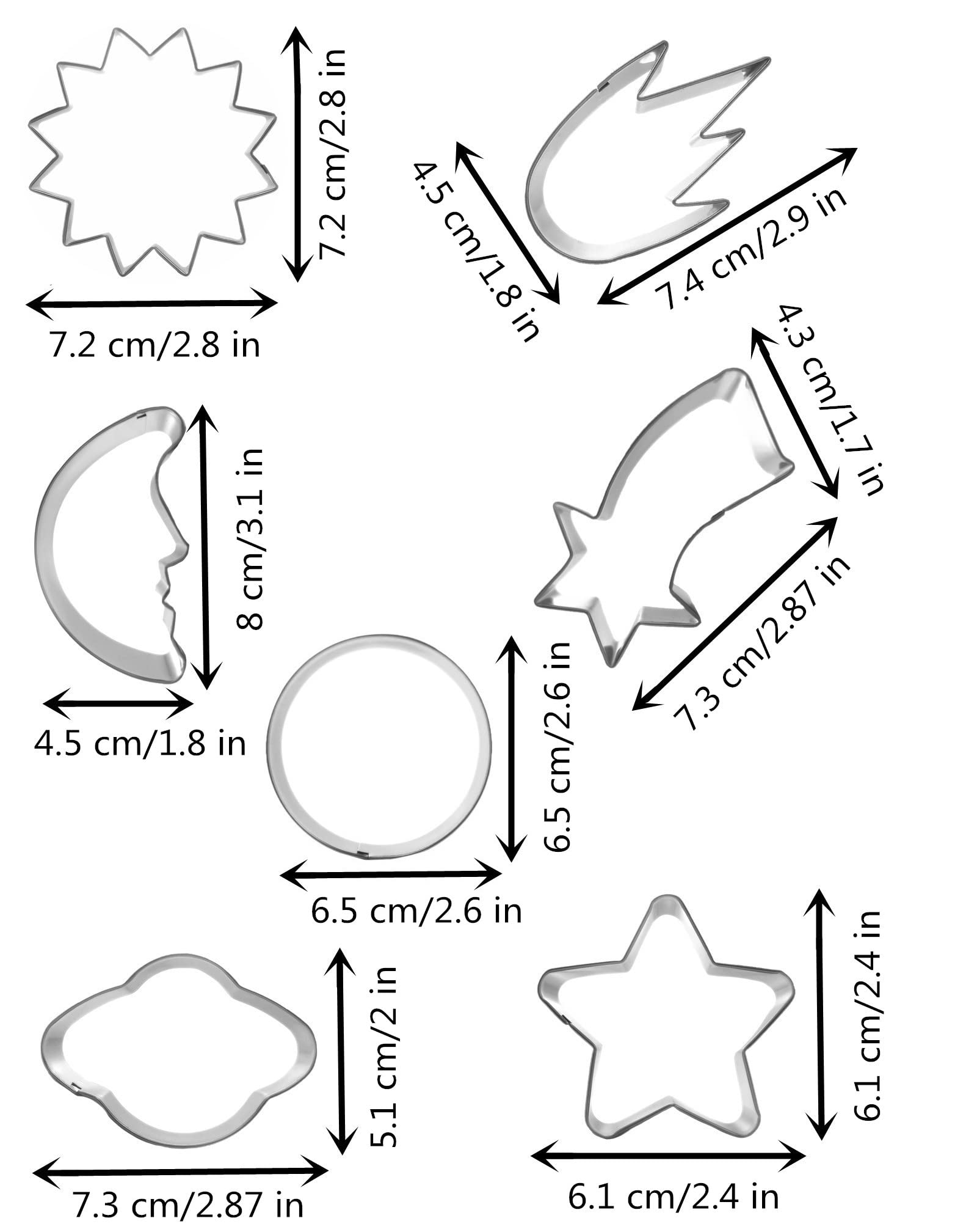 Planet Series Lot de 7 emporte-pièces en acier inoxydable pour enfants