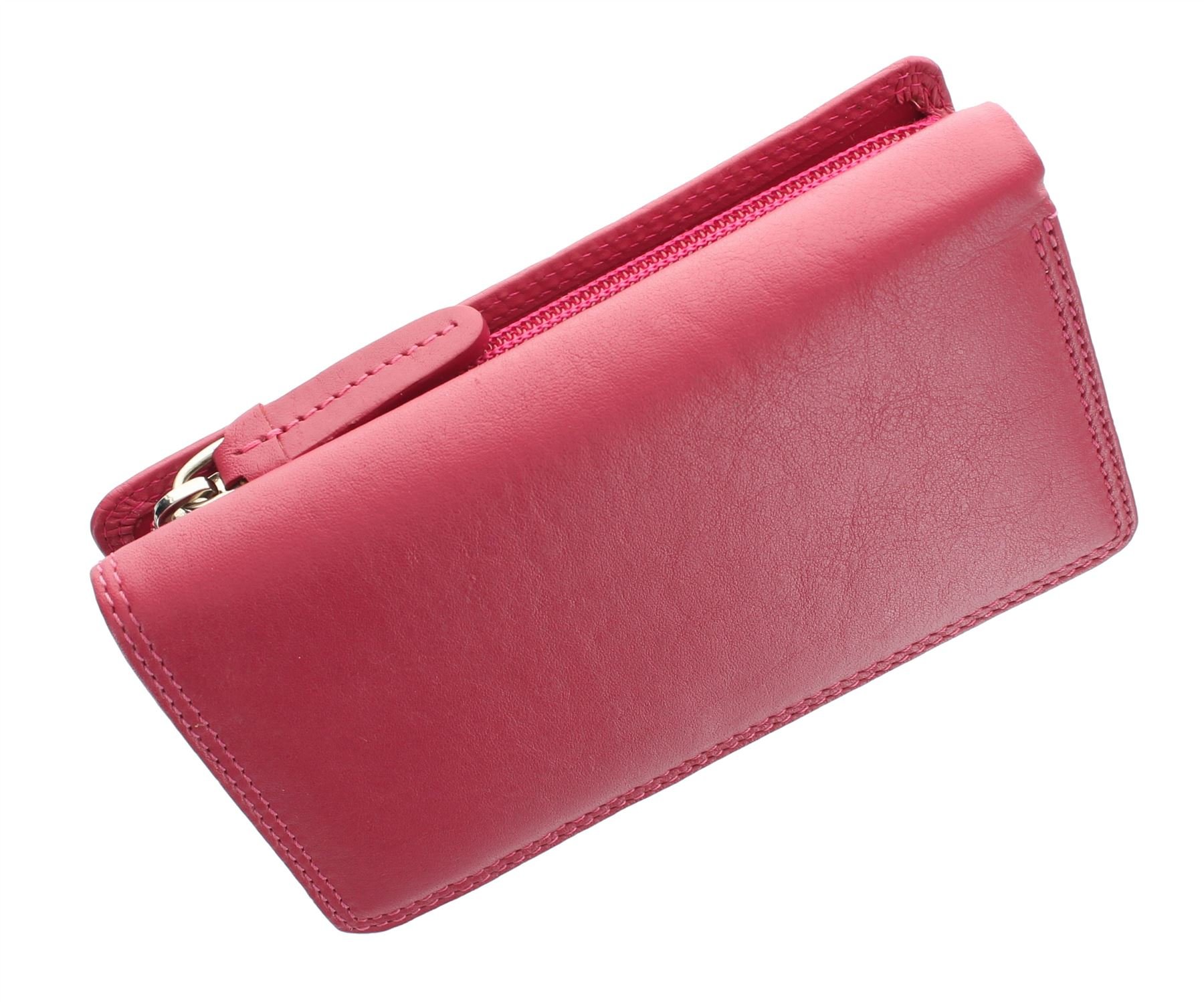 VISCONTIHeritage Collection Piccadilly Leather Flap Over Purse RFID Blocking HT32 Fuchsia