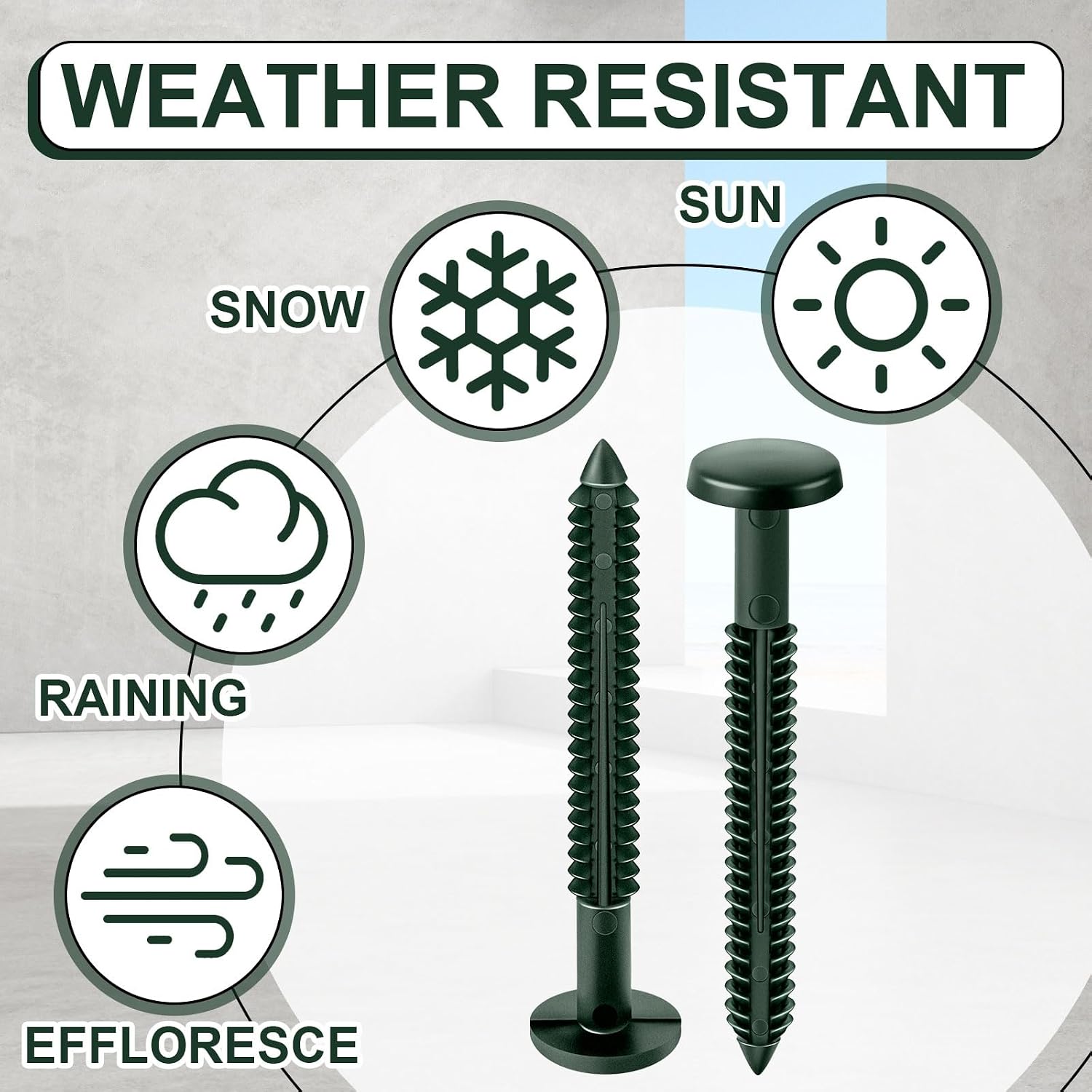Blulu 36 Pcs 3 Inch Vinyl Shutter Fastener Window Panel Peg Lok Pin Pegs Screws Shutter Spikes Anchor (Midnight Green)