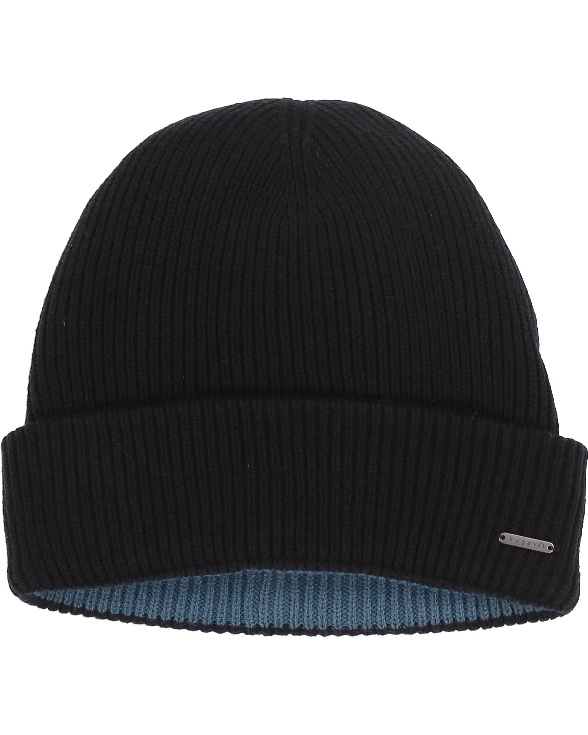 bugatti Wendemütze für Herren - zweifarbige Strickmütze mit Rippenmuster - One Size