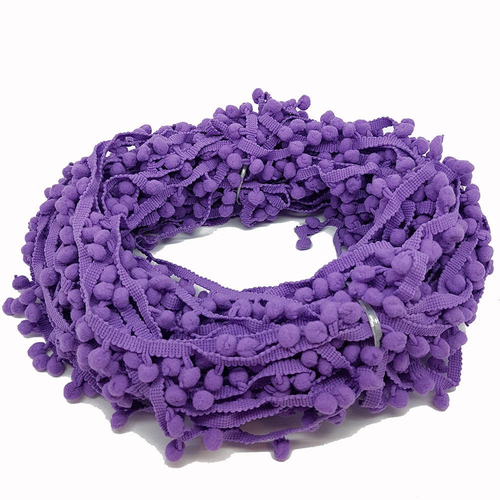 Pom Pom Trim Trimming Sewing Craft Per Metre 10mm Bobble Fringe Pompom Quality (Purple) by Accessories Attic