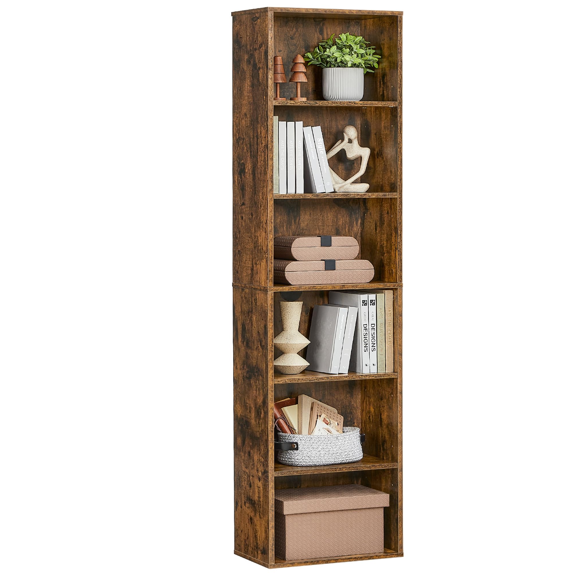 VASAGLE Bücherregal LBC167K01 - 6-stööckiges offenes Aufbewahrungsregal für Wohnzimmer, Homeoffice & Esszimmer - vintage