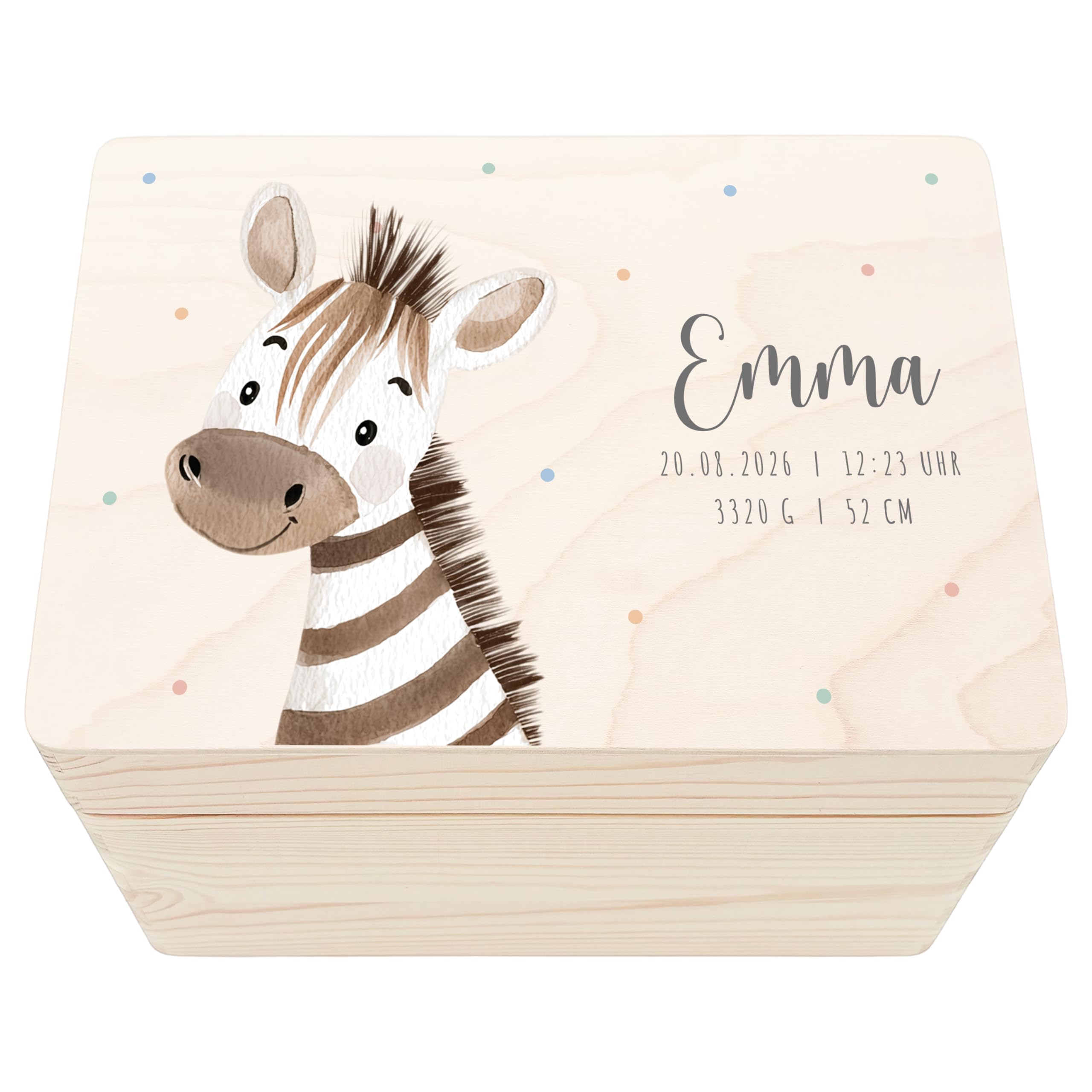 Erinnerungsbox Baby Zebra personalisierte Holzkiste Erinnerungsbox Erinnerungskiste Geschenk Geburt Geburtsgeschenk Holzbox 30x20x13 cm