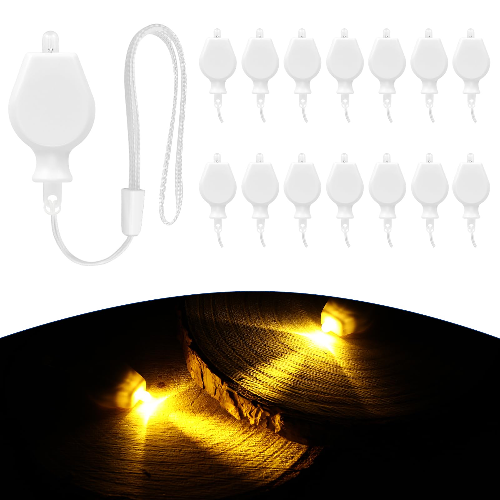 Mkitnvy 15 Stück LED Ballonlichter, Warmes Gelb Lampions Licht, LED Laternenlichter, Ballonlichter Mini Mit Batterie für Papierlaternen, Weihnachten, Party, Halloween, Geburtstag Deko