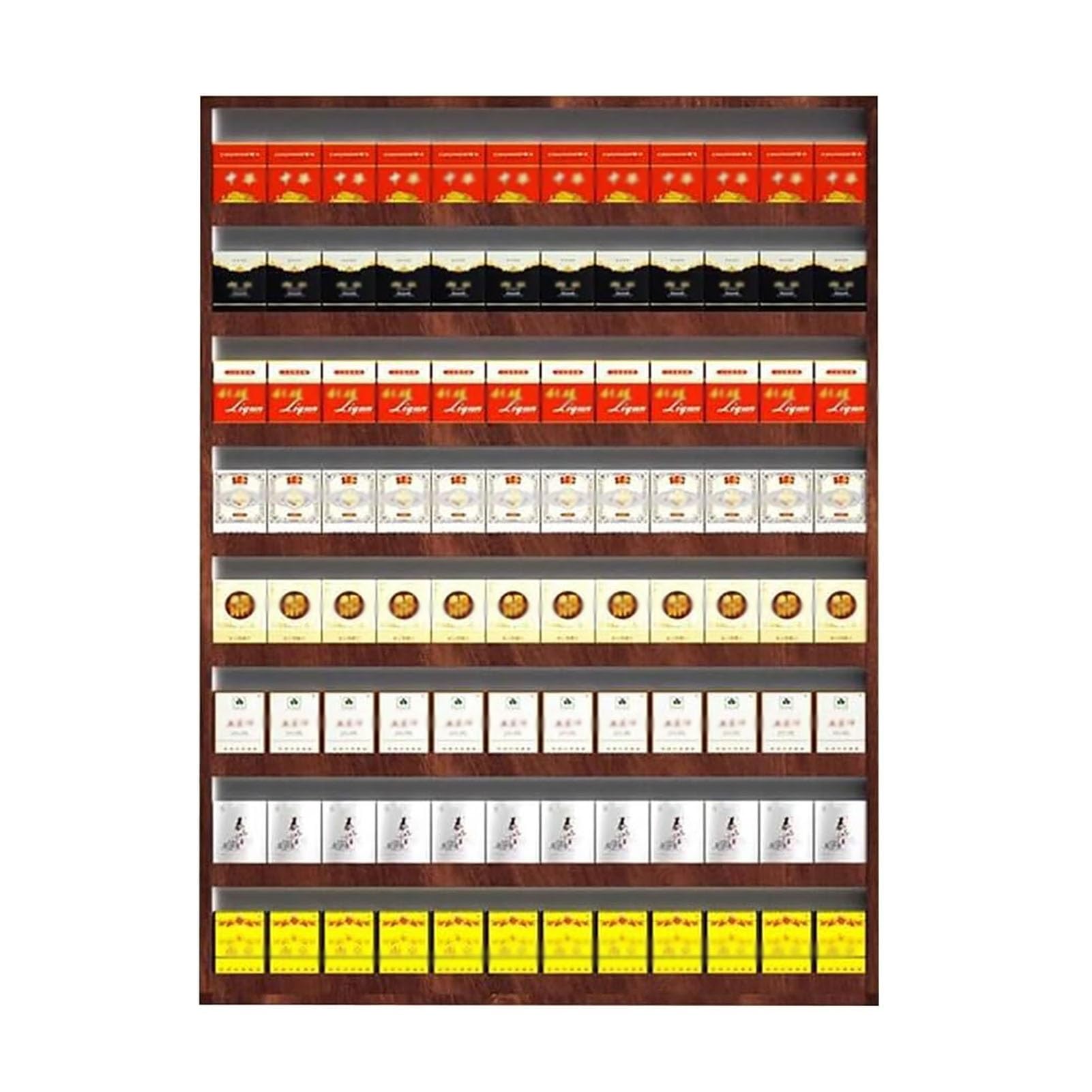 Generisch Mehrstufiges, wandmontiertes Verkaufsregal für Zigaretten und Süßigkeiten – Braunes Supermarktregal, einfach zu montierender Regalorganizer, Abmessungen: 40 x 30 x 60 cm & 80 x 75 x 60 cm