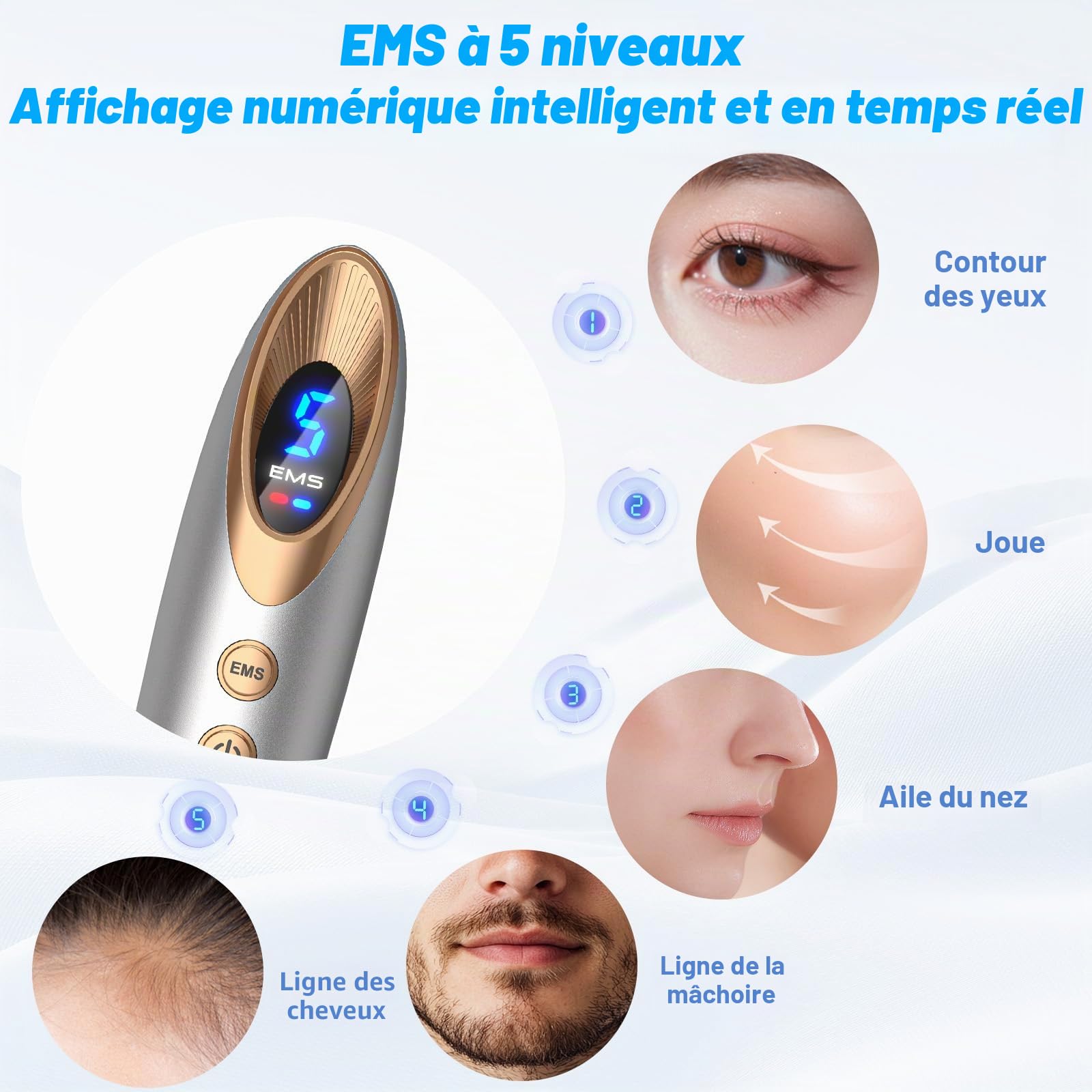 Dr.pen Bio 6 Derma Stamp Électrique, 4-en-1 DermaStamp aver microneedling, EMS, thérapie par lumière rouge et bleue, massage vibrant, Pour Réduire les rides du visage favoriser la pousse des cheveux