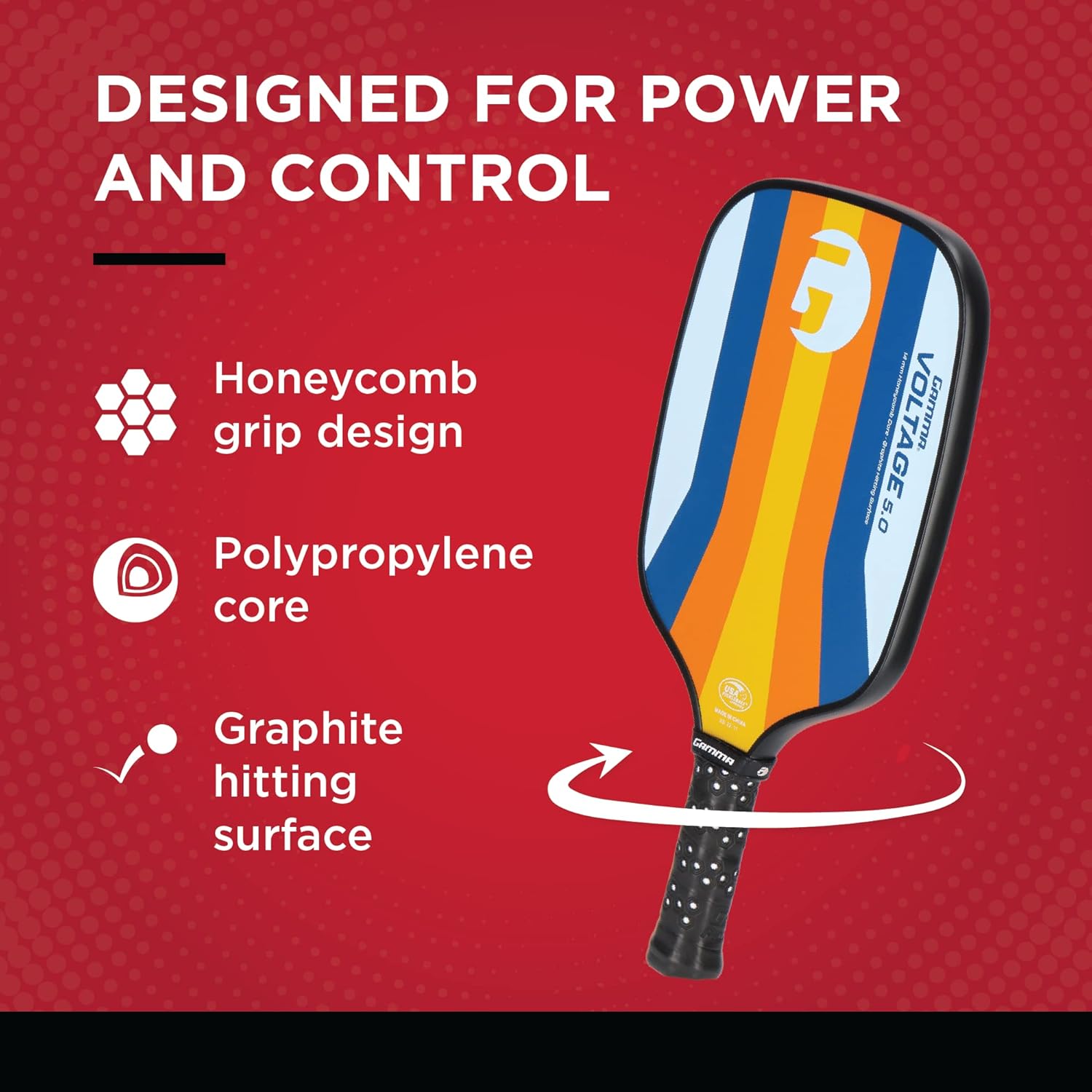 GAMMA Pickleball Paddles, Quantum Series, Micron 5.0, Neutron 5.0, Voltage 5.0, Atomic 5.0, USAPA Approved, Graphite Pickleball Paddle, Polypropylene Core, Honeycomb Grip, Great Feel, More Control - Image 8