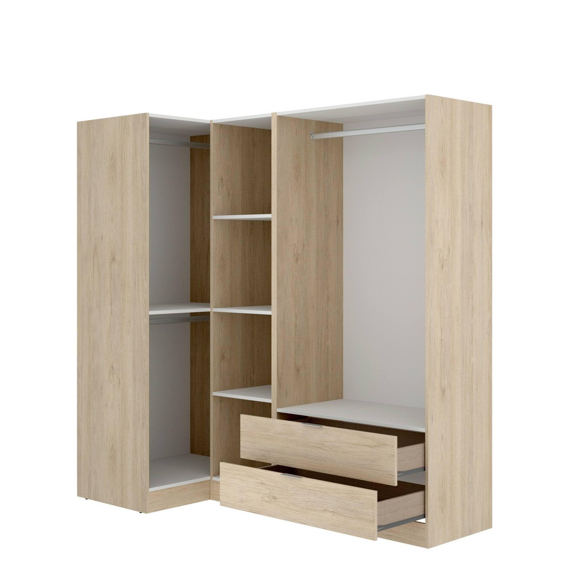 Dmora Guardaroba Grande Sillara 90.5x184h cm Marrone Rovere 2 Cassetti 4 Ripiani, Armadio Camera da Letto Appendiabiti