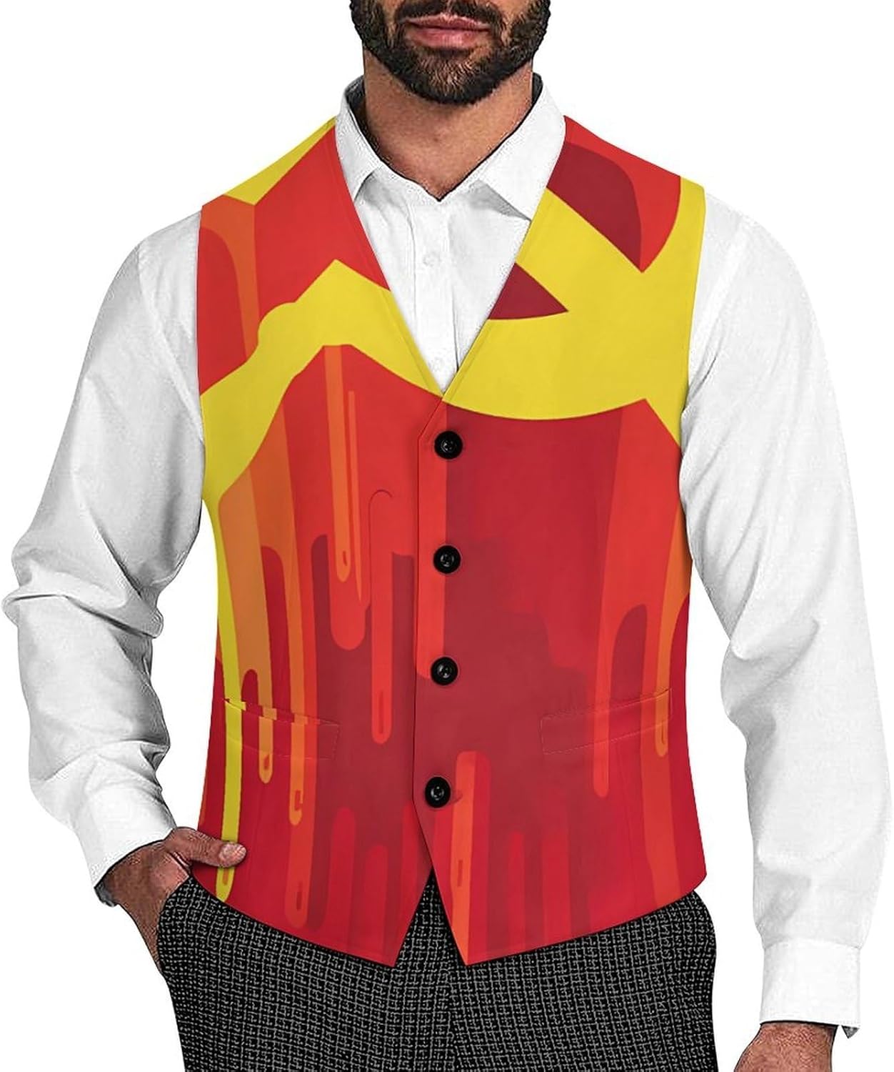 CCCP Hammer Sickle Men's Formal Suit Vest Slim Waistcoat for Business Tuxedo Dress