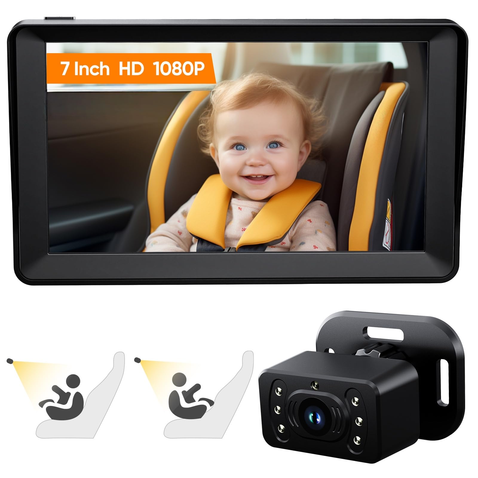 VASTEND V01 Caméra de recul sans Fil HD 1080P Moniteur 7'' et caméra de recul étanche IP69