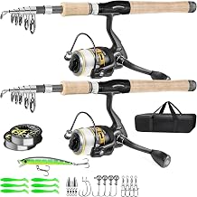 2PCS Fishing Pole Combo,Carbon Fiber Fishing Pole ,12 +1 Shielded Bearings Stainless Steel BB Spinning Reels Fishing Carrier Bag for Travel Saltwater Freshwater