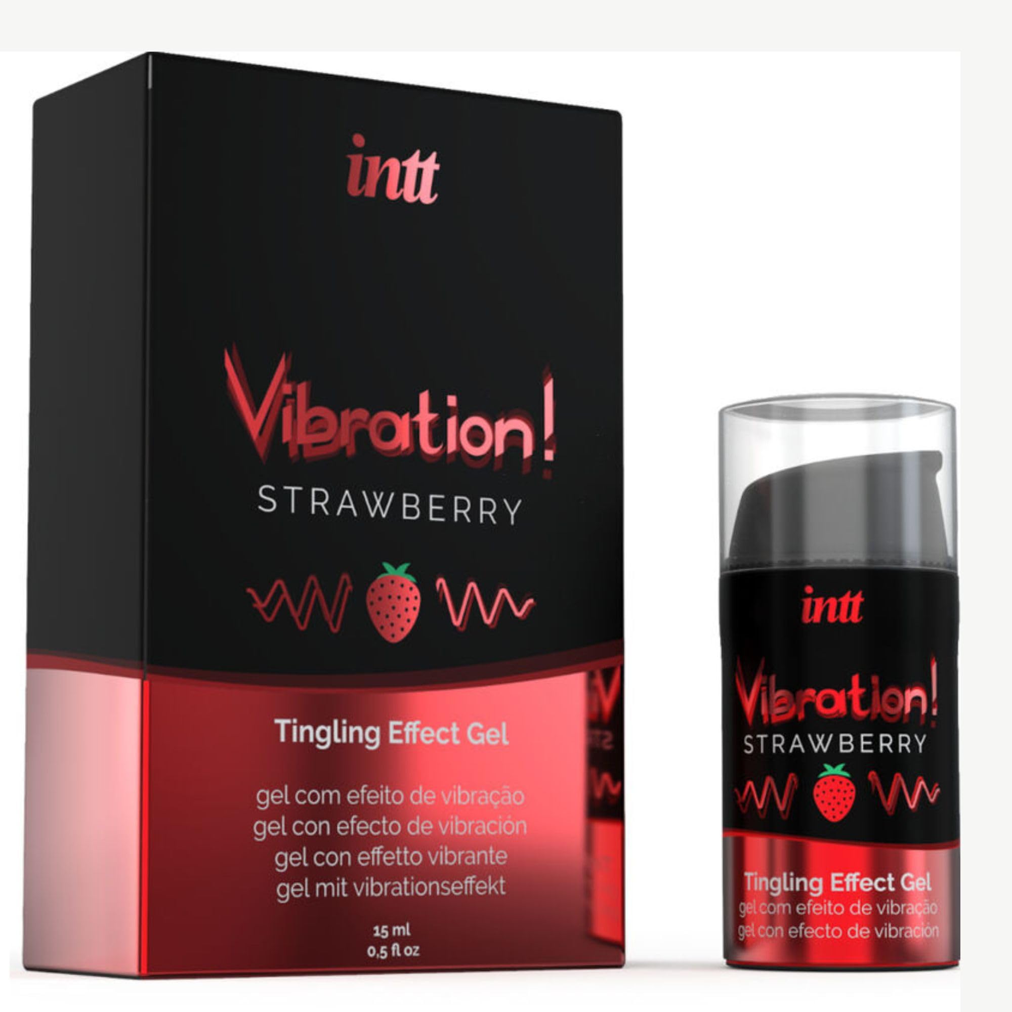 Lubricante Gel Vibrador Fresa 15ml – Gel Estimulante Líquido, Aroma y Sabor a Fresa, Besable, Efecto Sensitivo, Fácil Aplicación, Práctico Dosificador