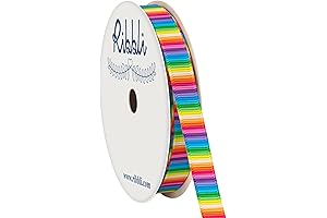 3/8 Inch Wide 30 Feet Long Easter Rainbow Colorful Grosgrain Ribbon