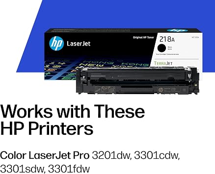 HP 218A Black Toner Cartridge | Works with Color LaserJet Pro 3201, MFP 3301 Series | W2180A