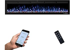 65 Inch Electric Fireplace Insert Remote Control Wall Mounted