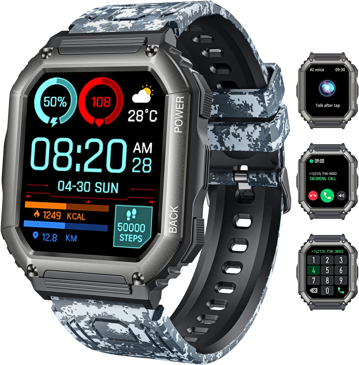Montre Connectée Homme Repondre Appel Smartwatch Sport 1,80 Pouces