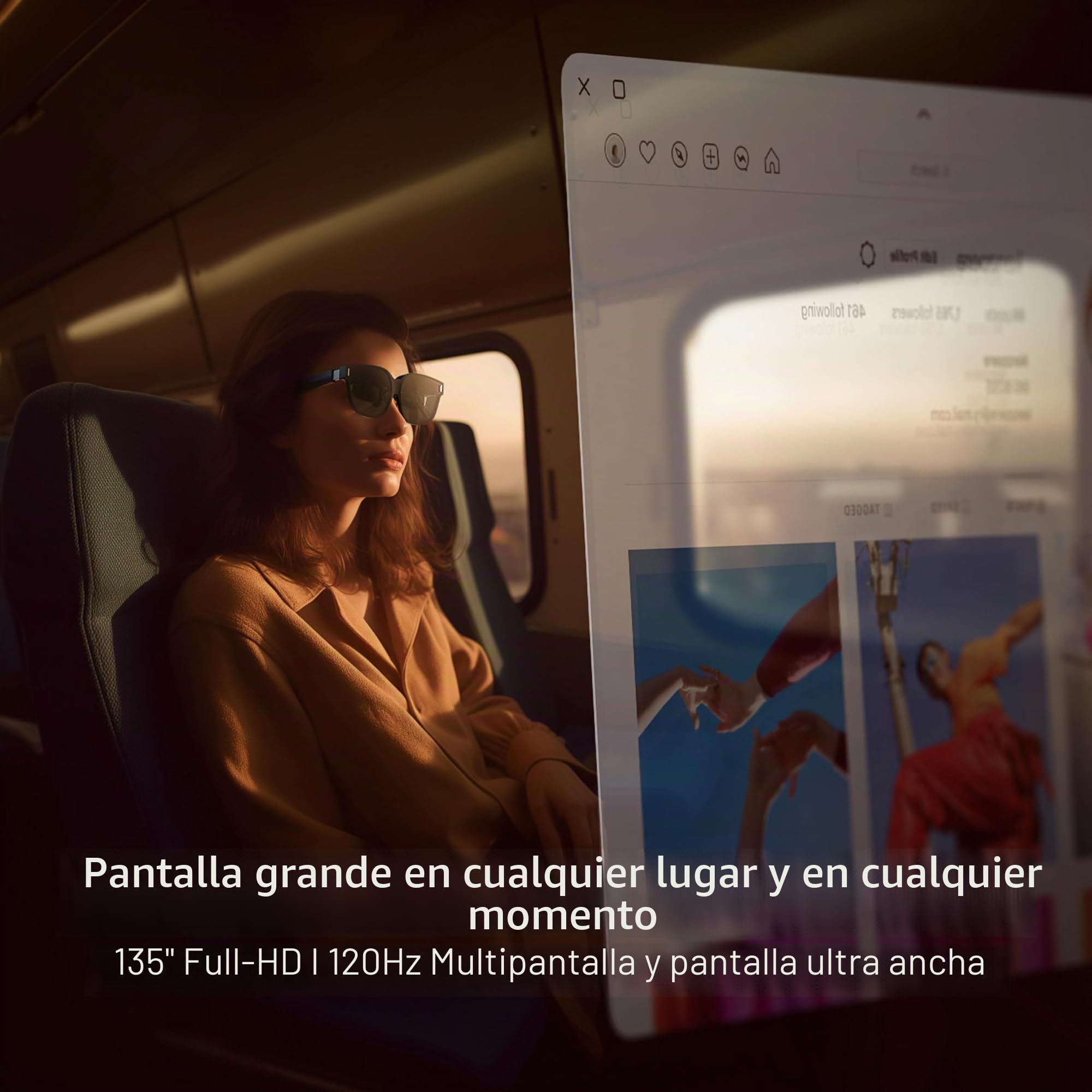 INAIR 2 gafas PRO AR | Imagen y video 2D a 3D | Interruptor de realidad/virtual | Multipantalla | Pantalla de 135 pulgadas 120Hz para trabajo y entretenimiento | Compatible con iPhone 15/16, Android