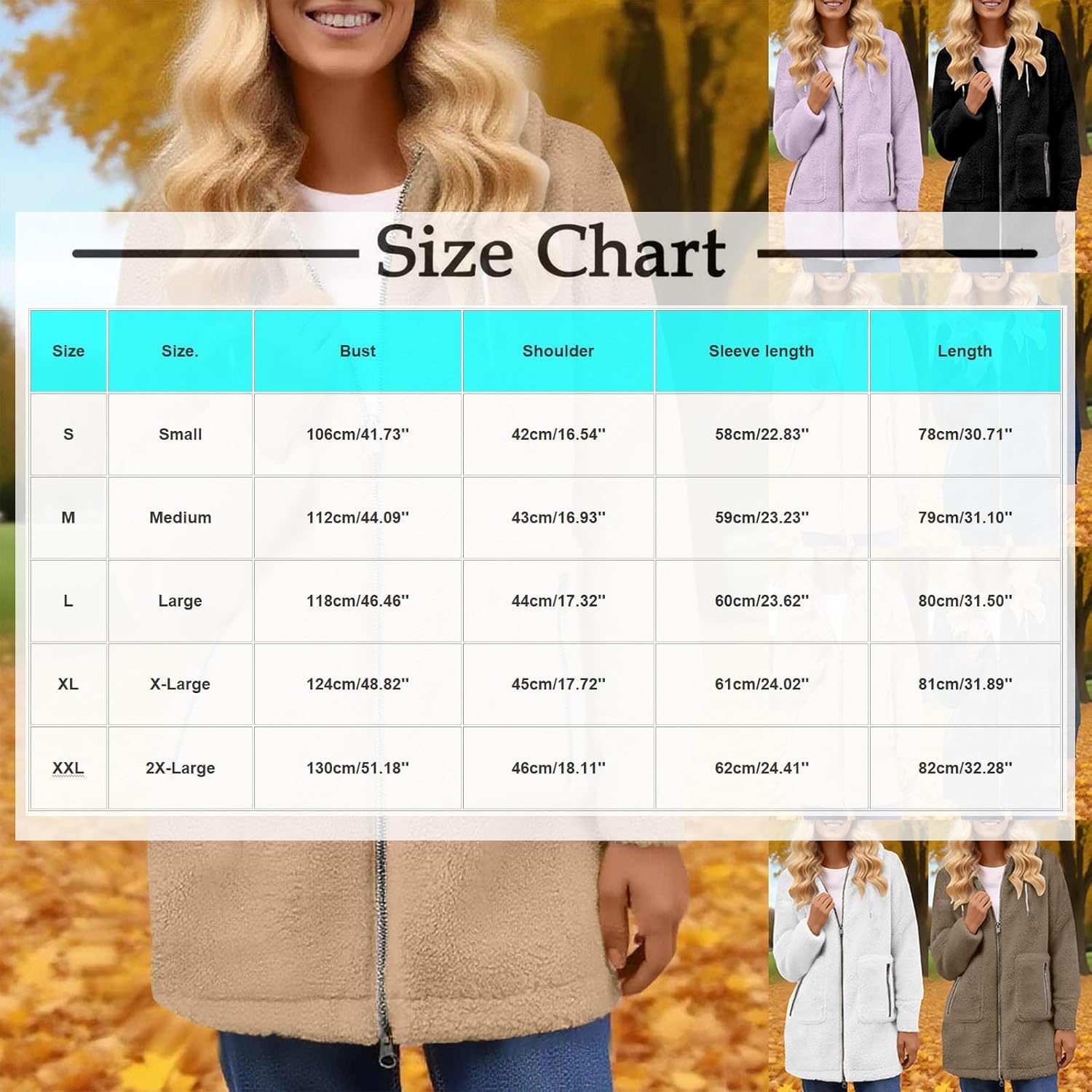 Womens Fleece Jackets Hooded Sherpa Coats with Zipper Pockets Warm Comfy Fuzzy Outwear Jacket Soft Fluffy Coat