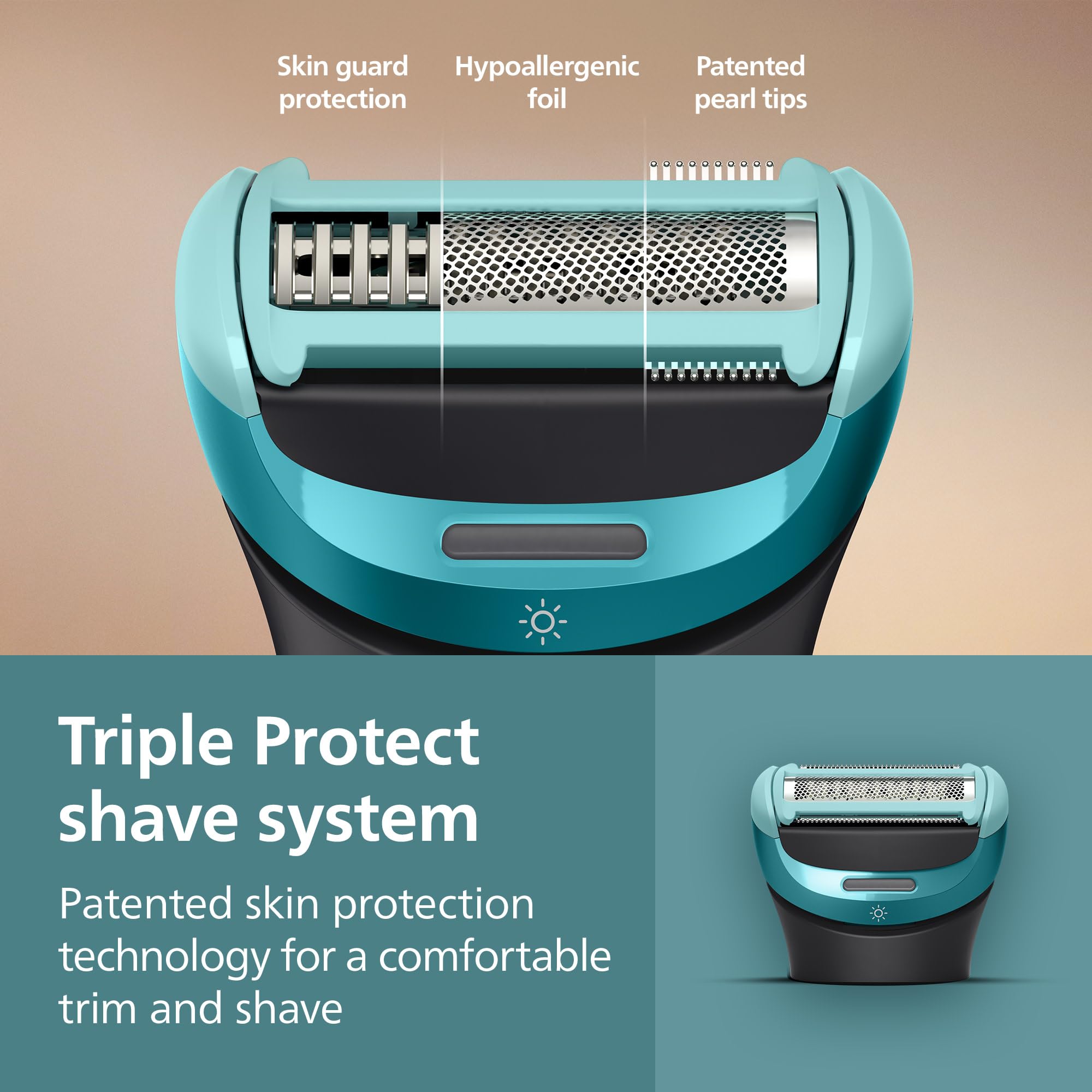 Philips Norelco Body Groomer 9000 Series, Intimate Trimmer for Bi-directional Use & Waterproof Wet Dry Body Shaver System with Foldable Back Attachment & UV Cube Cleaner, BG9485/50