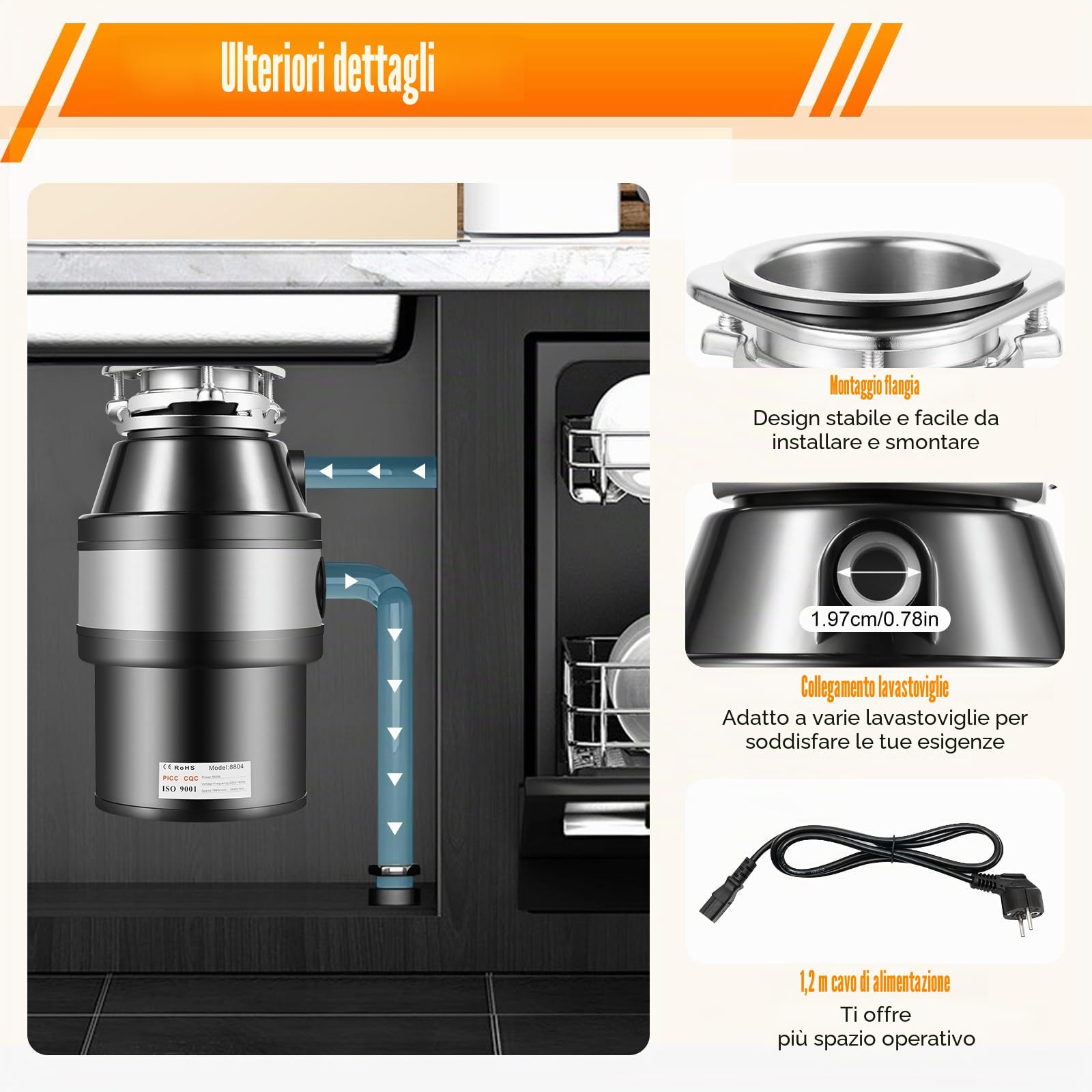 Trituratore Di Rifiuti Alimentari, Trituratore Di Rifiuti Alimentari Del Lavello, Sistema Di Macinazione Di Rifiuti Alimentari In Cucina, Serve Per Trattare I Residui Alimentari Come Verdure Ecc