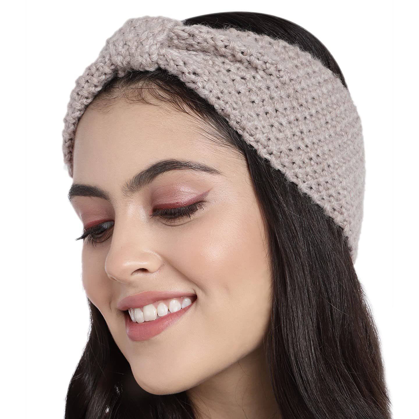 magic needles Winter Woolen Womens Headband Earwarmer Earmuff (Handmade Double Cable Headband) (56 Beige)-picture-17