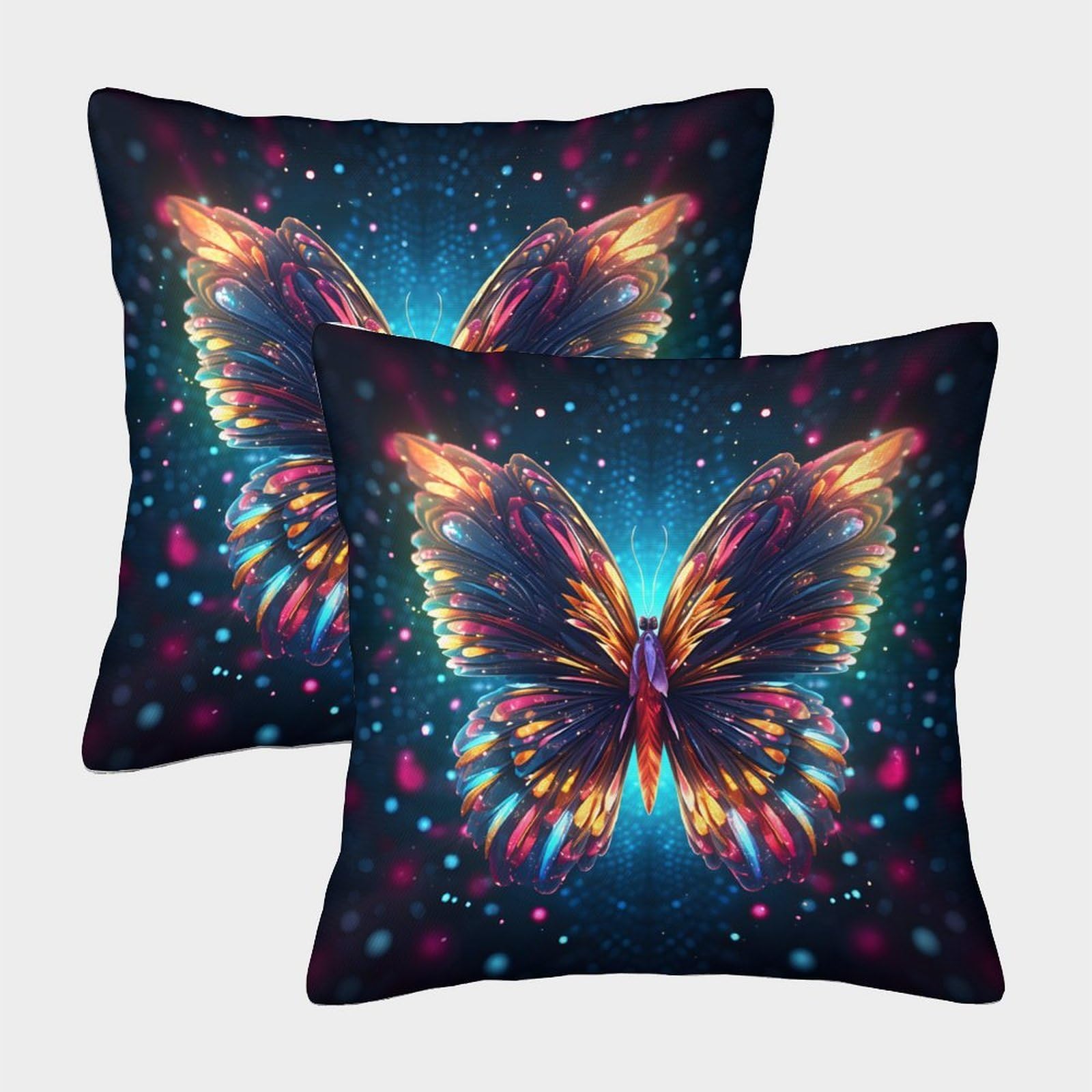QFVANSIYO Dreamy Butterfly 3D Printed Pillowcase Microfiber Bedroom Decor Butterfly Pillow Cover Soft Breathable for Home 45x45cm