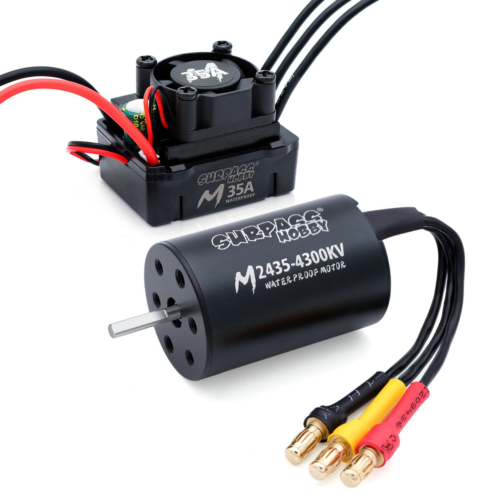 SurpassHobby RC Brushless Motor ESC Combo Impermeabile 2435 4300KV Motore Brushless e 35A ESC Combo Set per 1/16 Telecomando Auto Camion Fuoristrada Veicolo