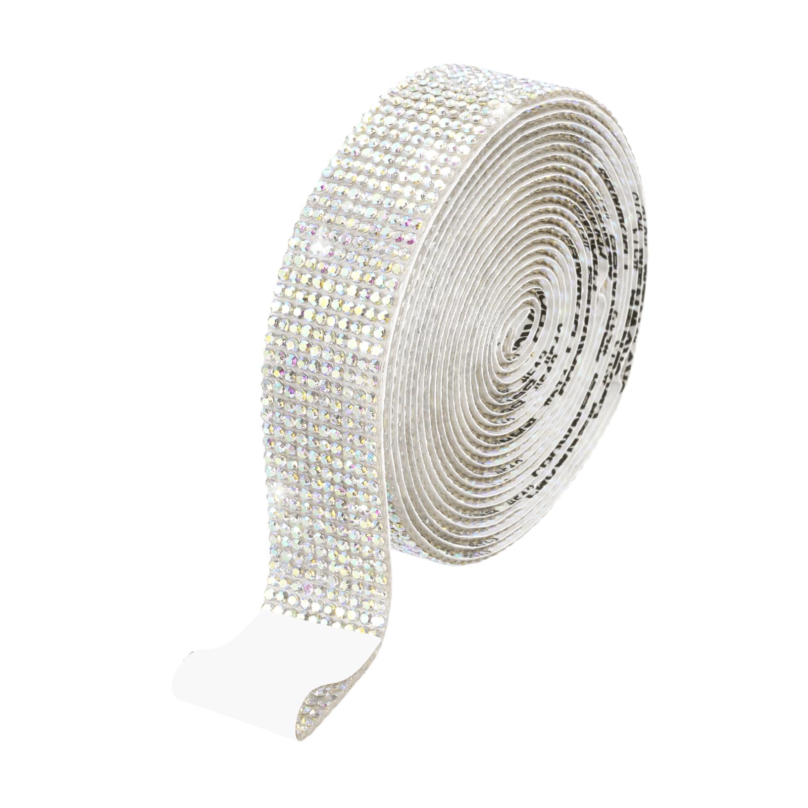 sourcing map Rhinestone Ribbon 27mm x 2.74 M Self-Adhesive Crystal Rhinestone Strips Glitters Bedazzling Strips for DIY Crafts Party Car Phone Decoration (White)