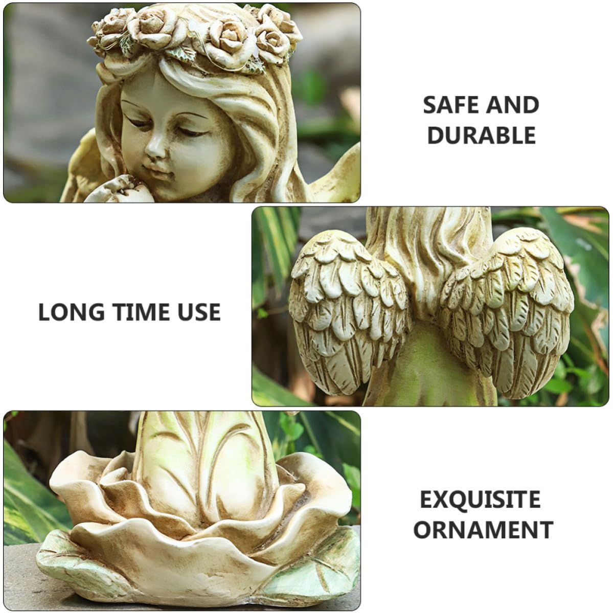 Homoyoyo Ornamento da Giardino Angelo Fata in Resina Led, Stabile