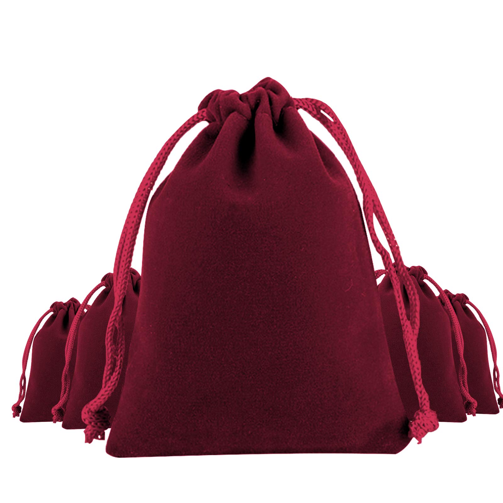10 Sacchetti Regalo In Velluto Bordeaux Con Cordoncino, Misura 8x10 Cm. Perfetti Per Gioielli, Caramelle, Cioccolatini E Piccoli Regali Di Natale, Compleanni E Matrimoni.