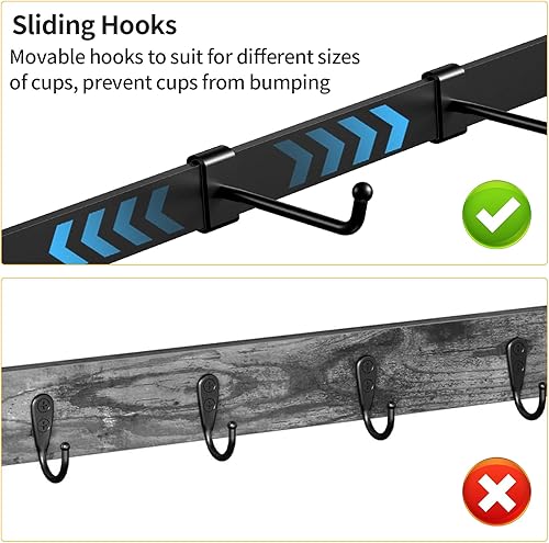 Miniatura 4 de RCHYFEED Estante para tazas de café montado en la pared, organizador para tazas de café para exhibición y colección de cocina en el hogar, estante
