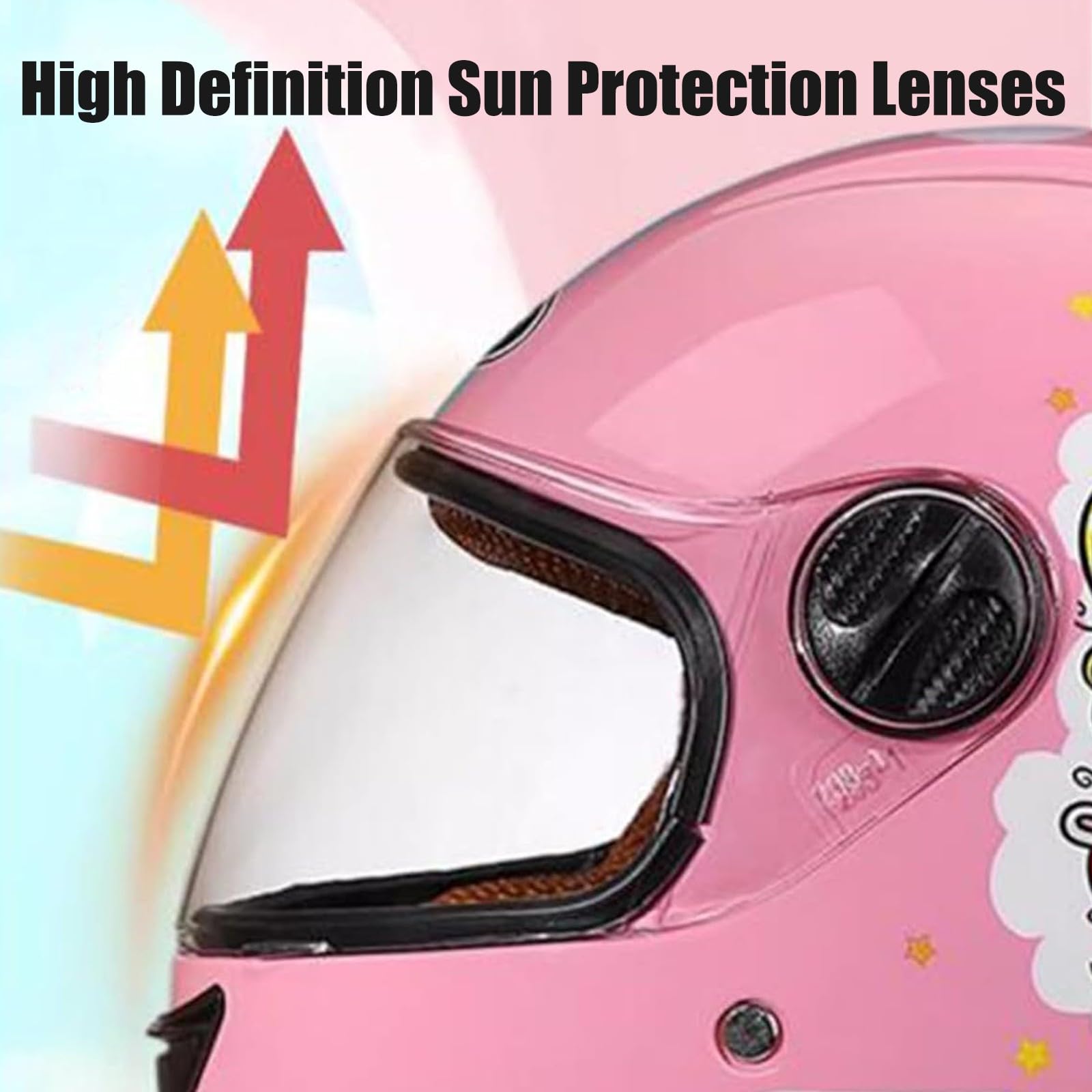 Casco Integral de Motocicleta para niños, Casco de Scooter Aprobado por ECE con Visera Solar y Bufanda extraíble, Casco de Scooter para niños y niñas de 3 a 12 años B-4,48-55CM