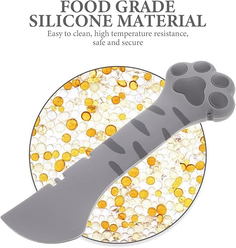 Miniatura 6 de Abrelatas para gatos, 4 piezas, accesorio de pata gris, cuchara corta de dibujos animados y hogar adorables gatos espátula alimentador de perros en