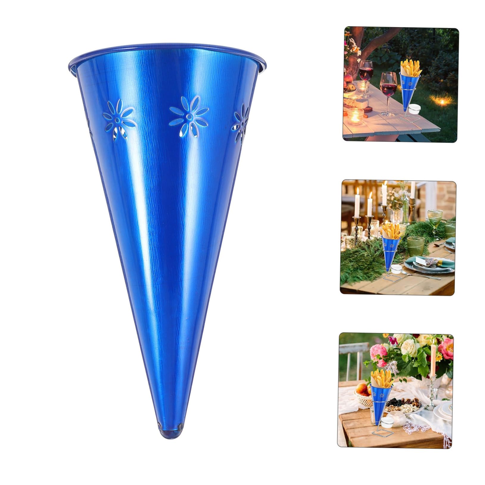 VINTORKY French Fries Snack Stand French Fries Stands Fries Display Rack Fried Chicken Display Stand Chip Holder Wire Storage Shelves Fries Rack for Store Mini Basket Blue Stainless Steel