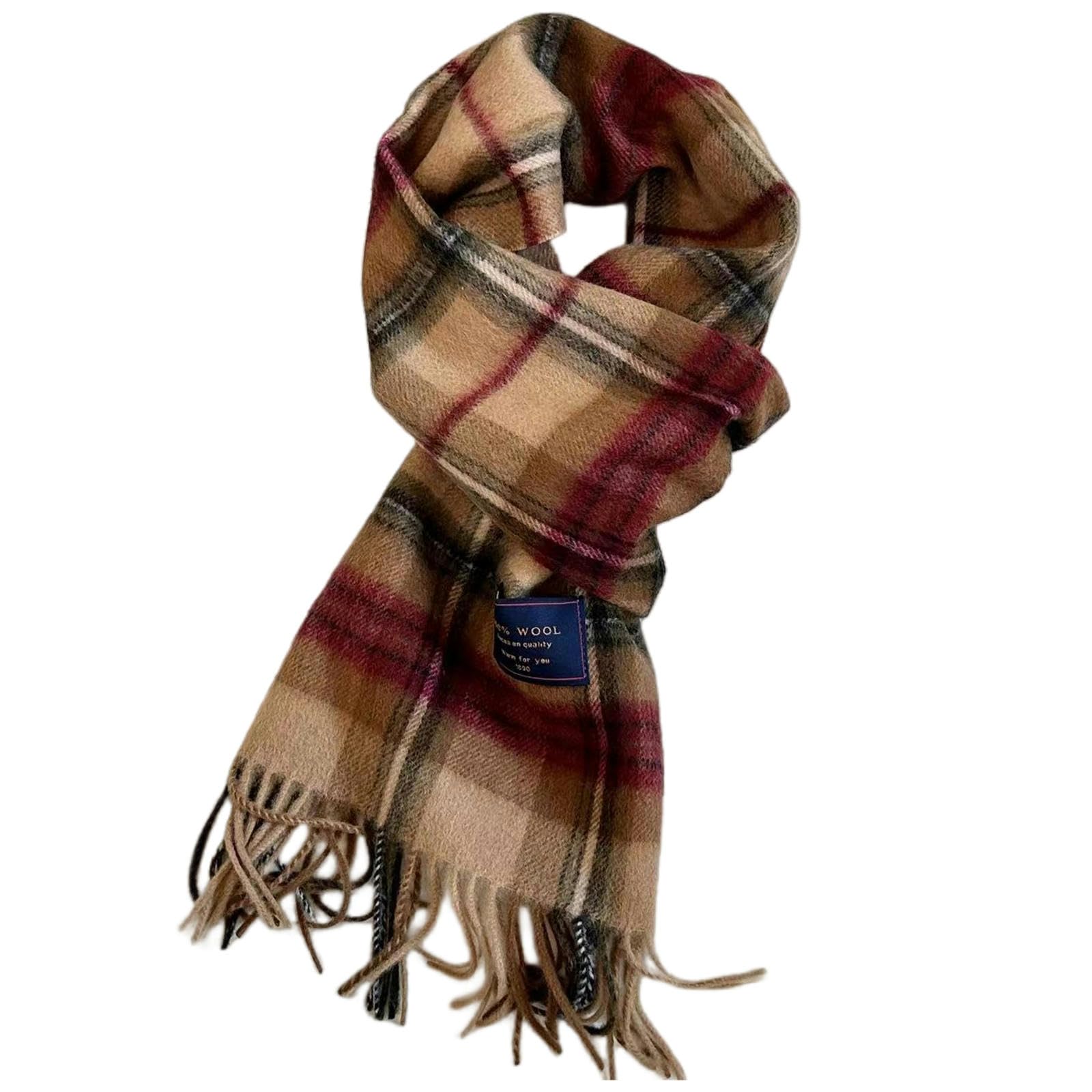 Sciarpa Donna Sciarpa da Donna in Lana A Leggera di Lusso, Unisex, Stile Coppia, Autunno E Inverno, Calda, Tutto-in-Uno, 33 * 180 Cm-Castagna Fritta