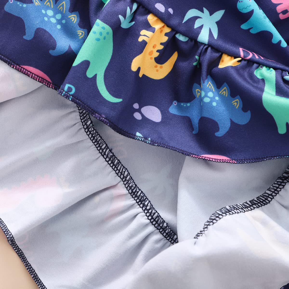 Vestido de dinosaurio para niña pequeña, manga con vuelo, lindo atuendo de verano para bebé niña, vestido casual con volantes
