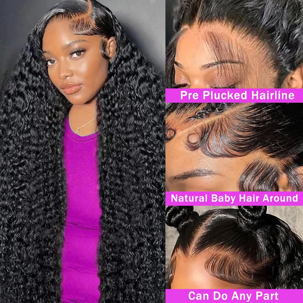 32 Inch Deep Wave Lace Front Wig Human Hair 13x6 HD Transparent Glueless Amazon.com : Dundix 32 Inch Deep Wave Lace Front Wigs Human  main image 4