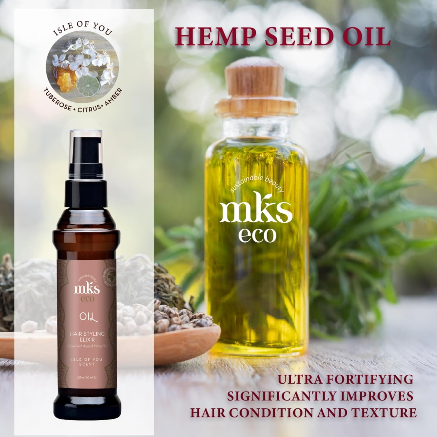 MKS eco Oil - Hair Styling Elixir - Moroccan Argan Oil, Hemp Seed Oil - Moisturize & Nourish Hair, Control Frizz, Increase Smoothness - Vegan & Cruelty Free - Image 4