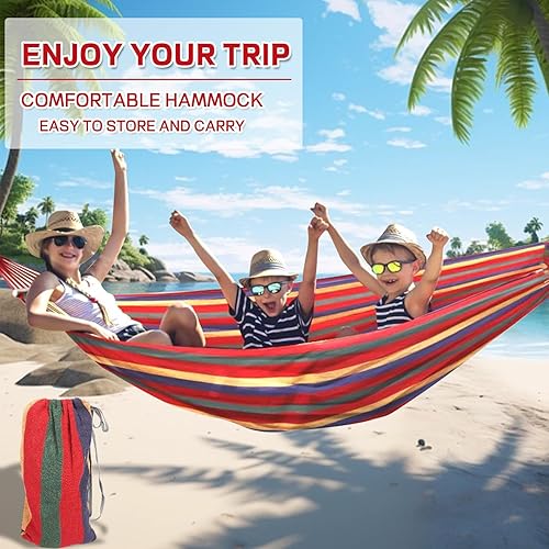 Miniatura 3 de BieAziton Hamacas duraderas con capacidad de 660 libras, accesorios de equipo de senderismo esenciales para camping, 2 correas de árbol y