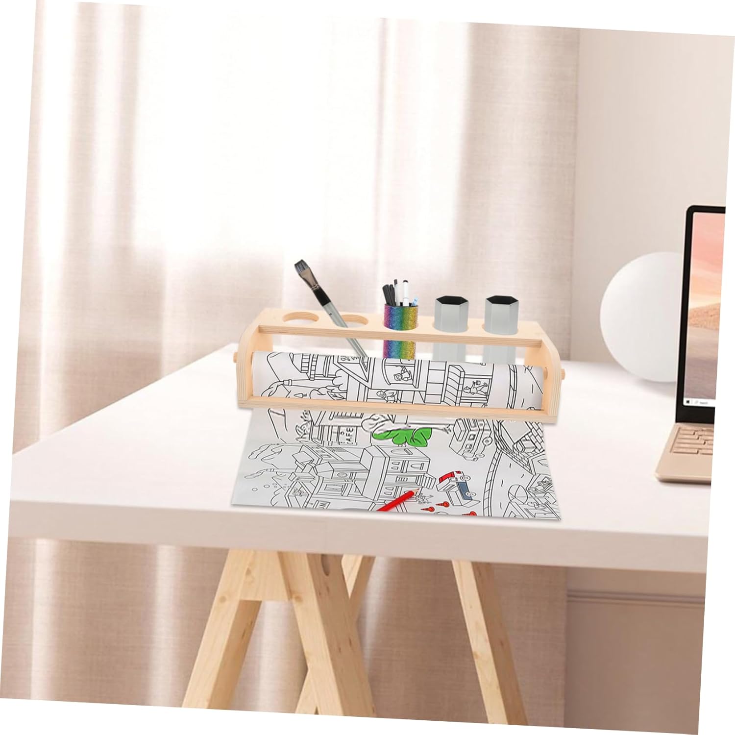 Wooden Scroll Painting Holder Space Saving Tabletop Easel Stand for Art Display Drawing and Crafting for Creative Projects and Self Expression