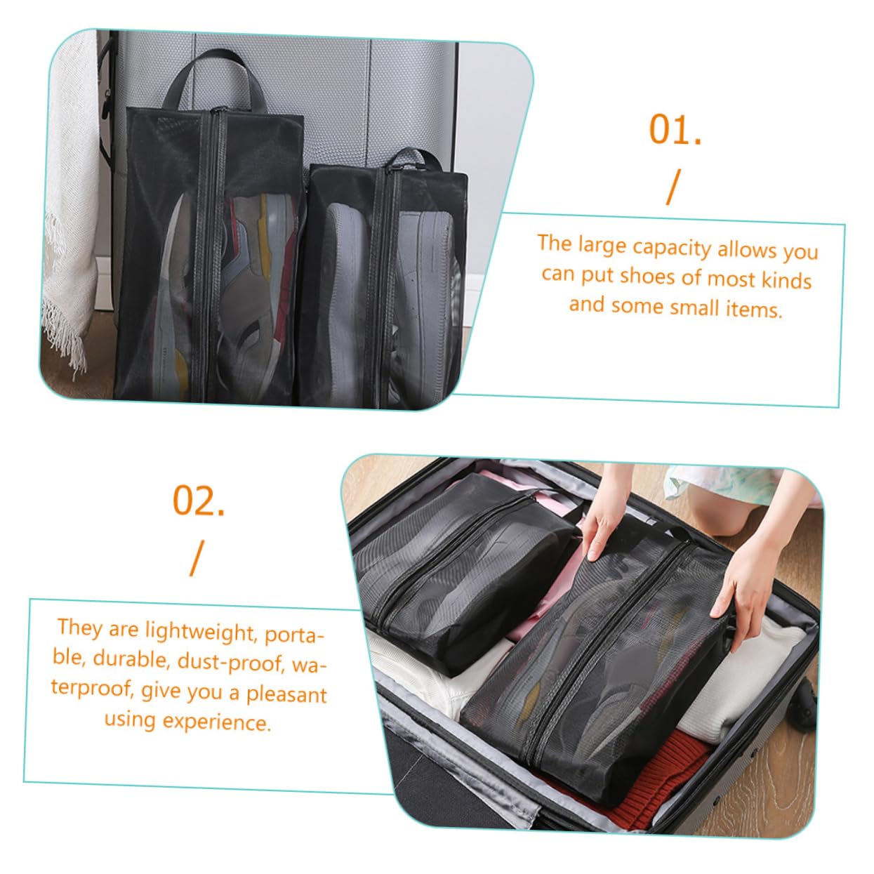 6pezzi Borse Scarpe Portatili Rete Traspirante Organizer Per Calzature Da Viaggio Per Separare Scarpe e Vestiti Valigia Accessori Per Viaggi Uomini e Donne
