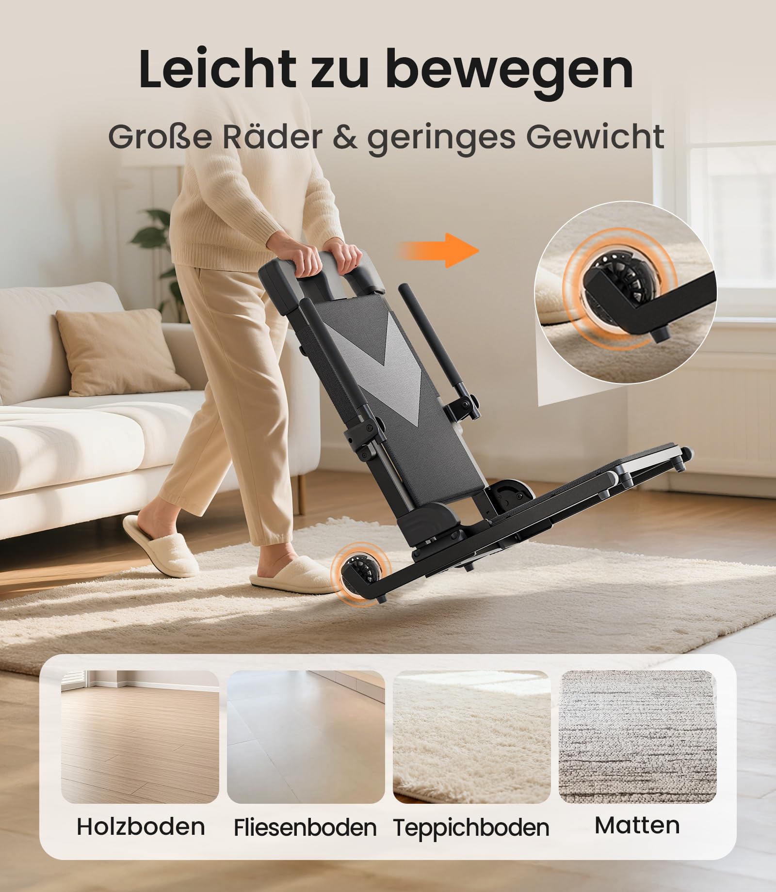 VOCIC AX25 Elektrischer Aufstehsessel bis 160 kg, leicht & mobil | Senioren Pflege Zuhause, leichte Aufstehhilfe nach Sturz, mobiler Hebesessel mit großen Rädern, Transfer Sofa Bett 160KG