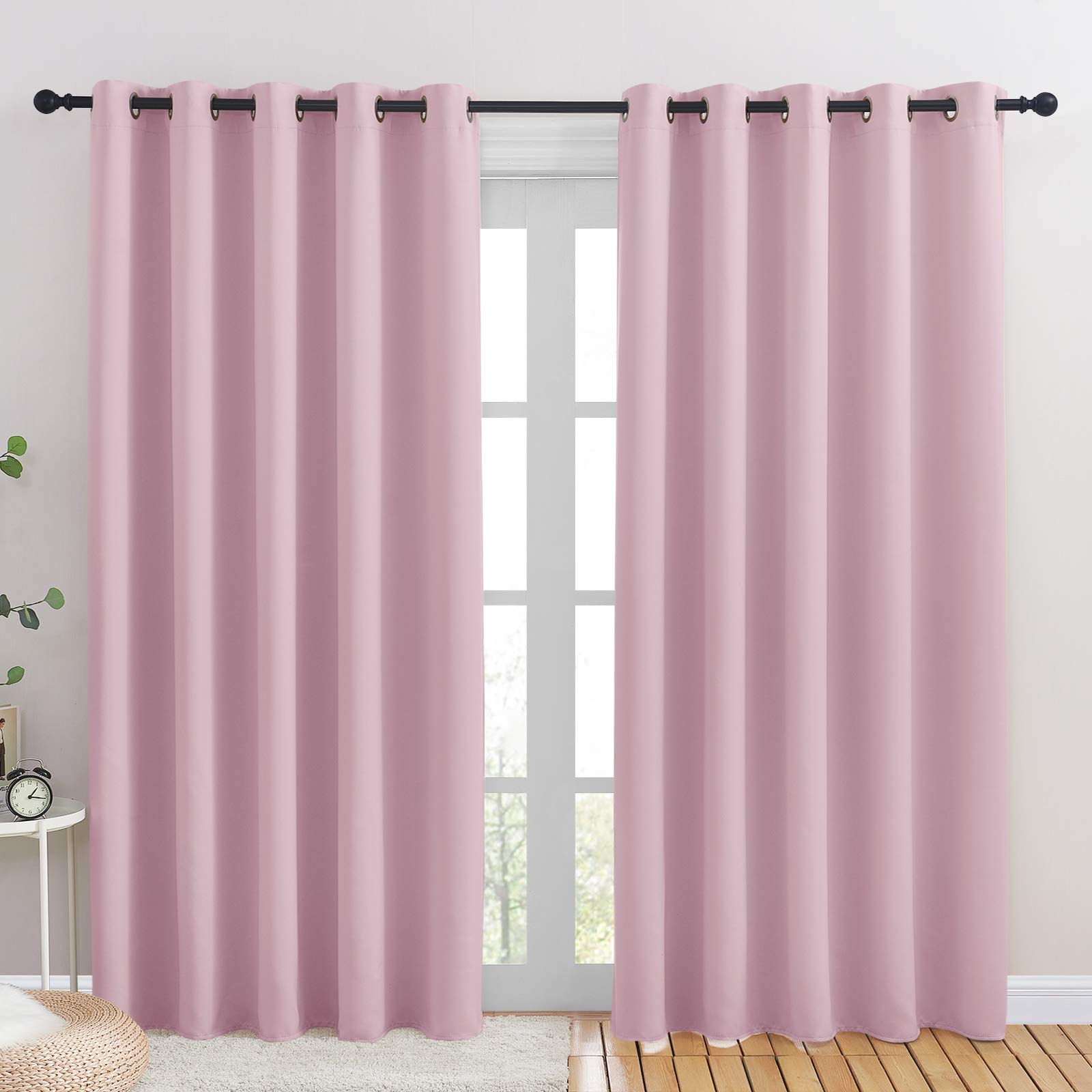 NICETOWN Room Darkening Draperies Curtains for Girls Room, Nursery Essential Thermal Insulated Grommet Top Blackout Panels (Lavender Pink, 1 Pair, 70