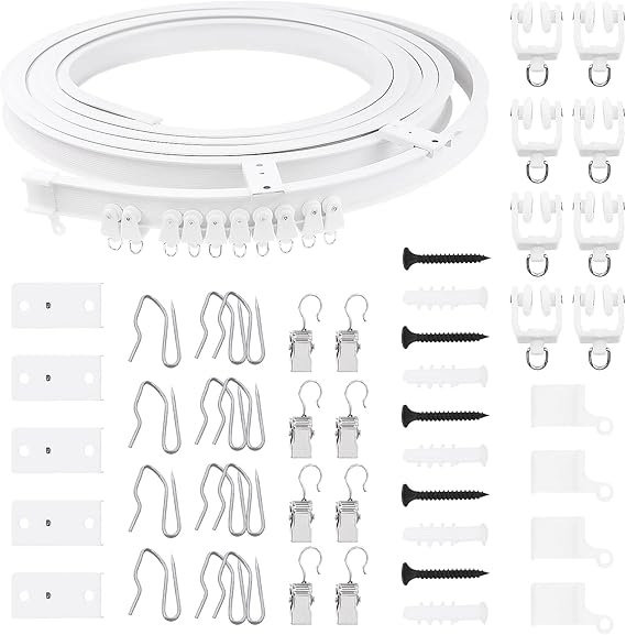 Swpeet 151PCS 5 Meters Ceiling Curved Curtain Track Kit, Mount Soft