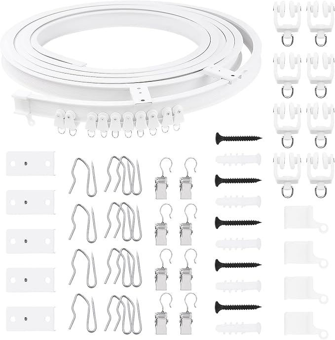 Swpeet 151PCS 5 Meters Ceiling Curved Curtain Track Kit, Mount Soft